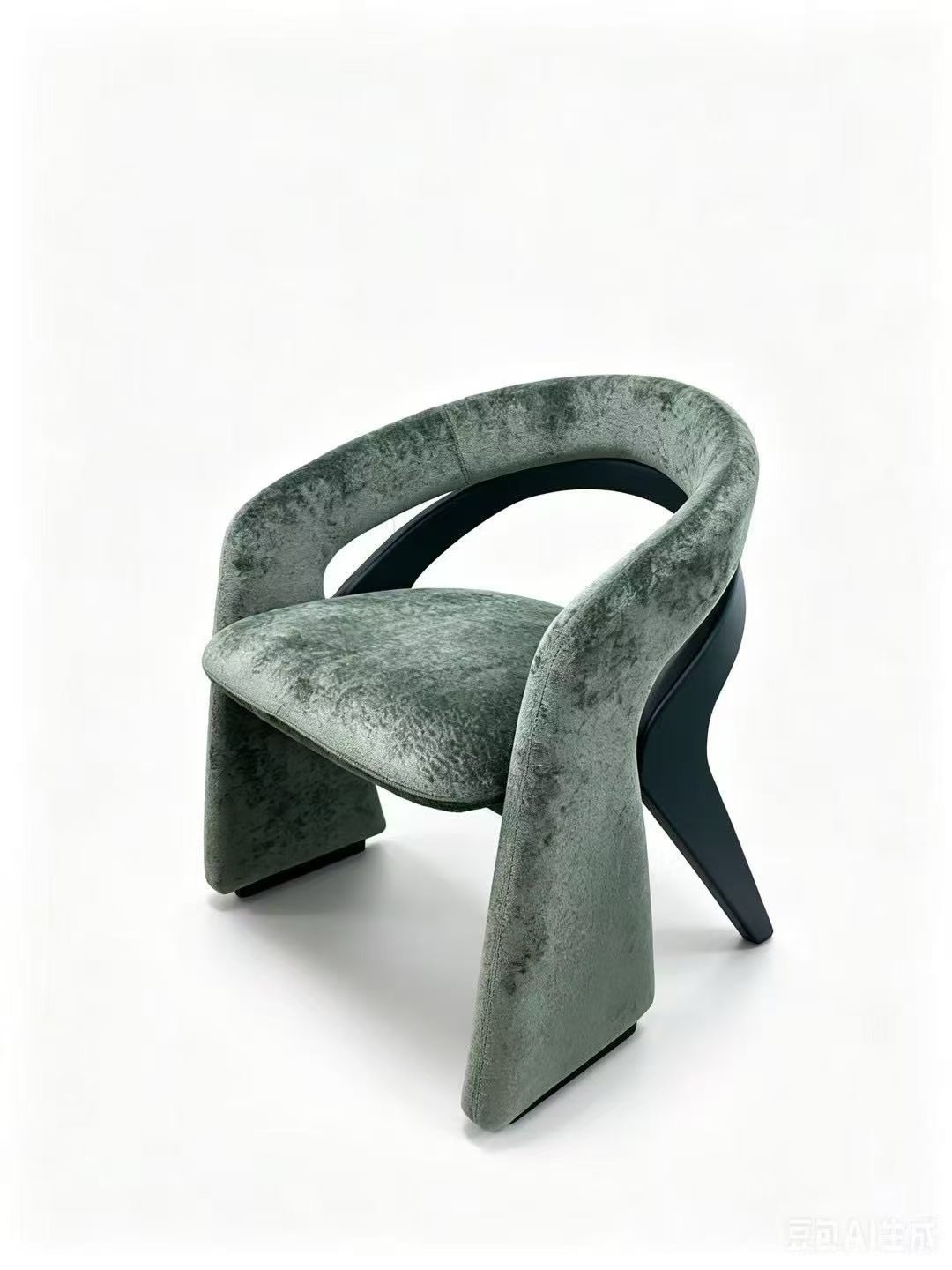 Green chenille stainless dining chair