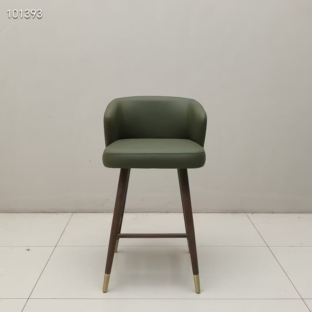 Dark green backrest stainless bar chair
