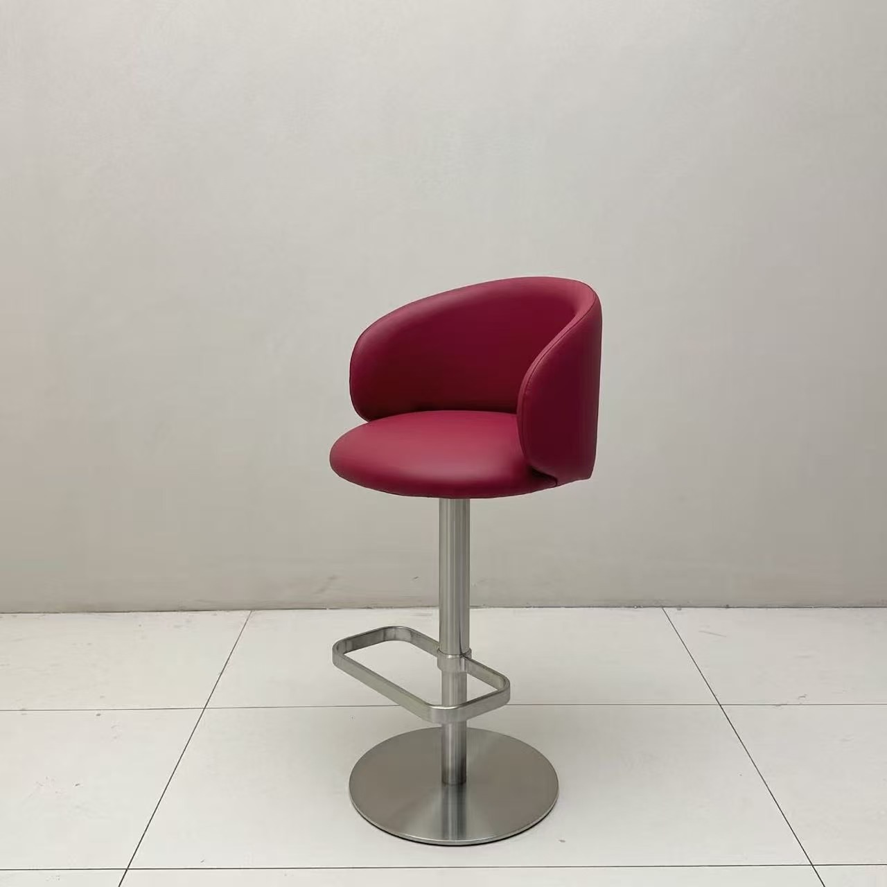 Hugging red leather bar chair