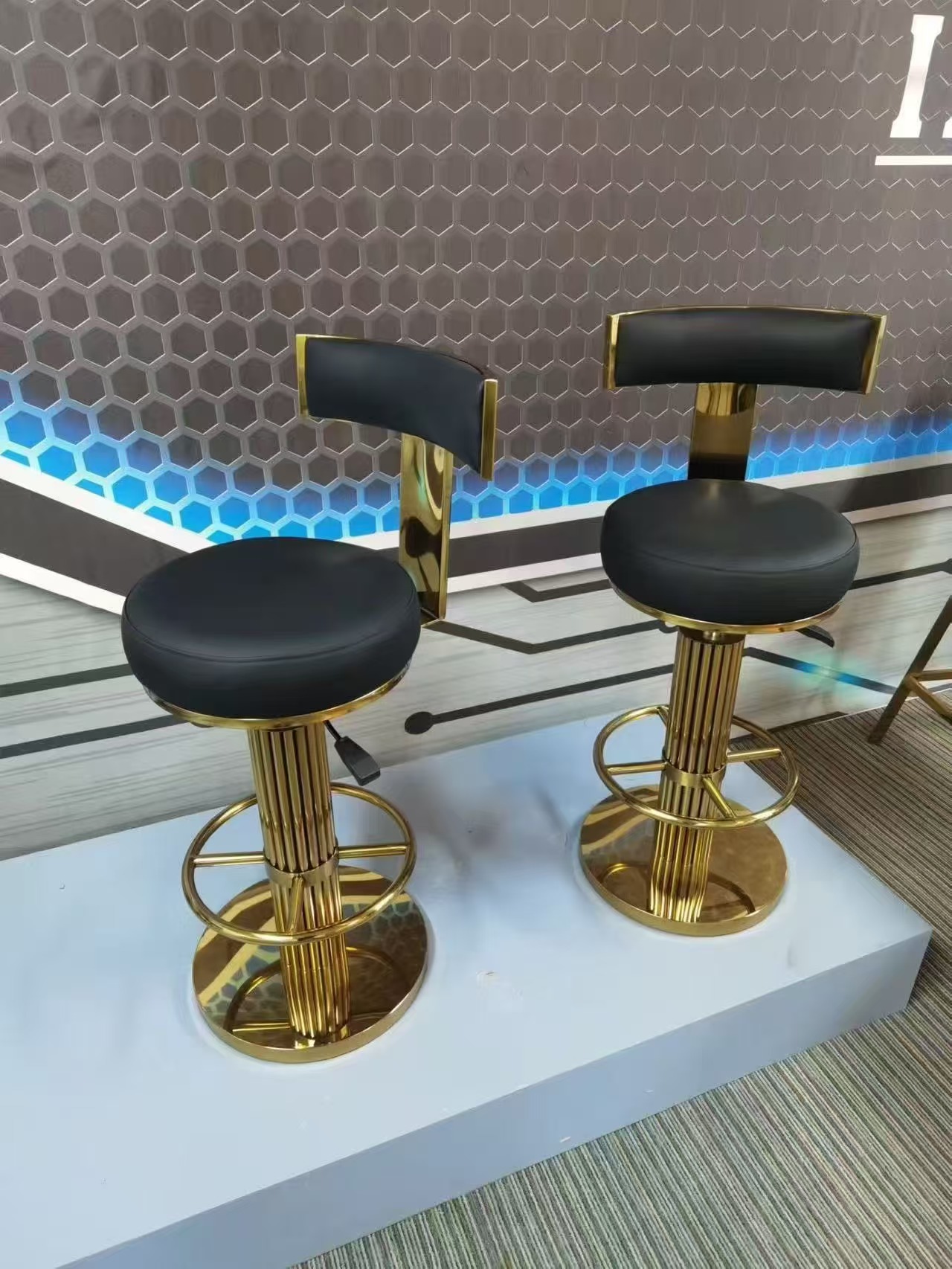 Vertical black gold bar chair