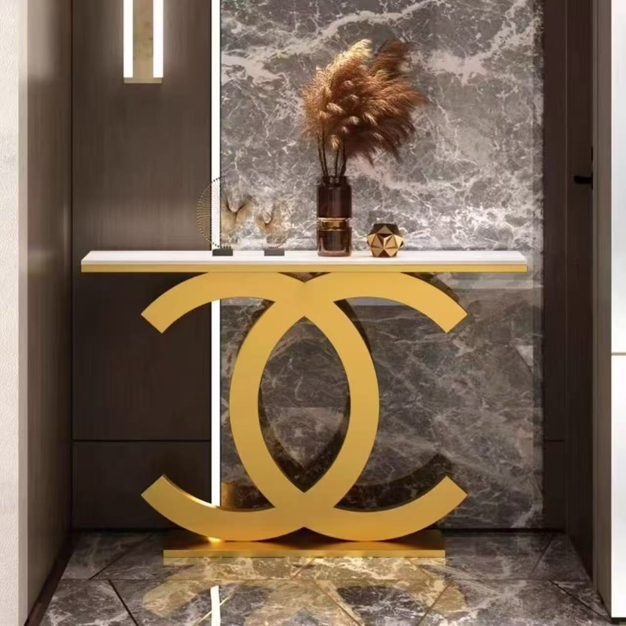 Gold stainless console table