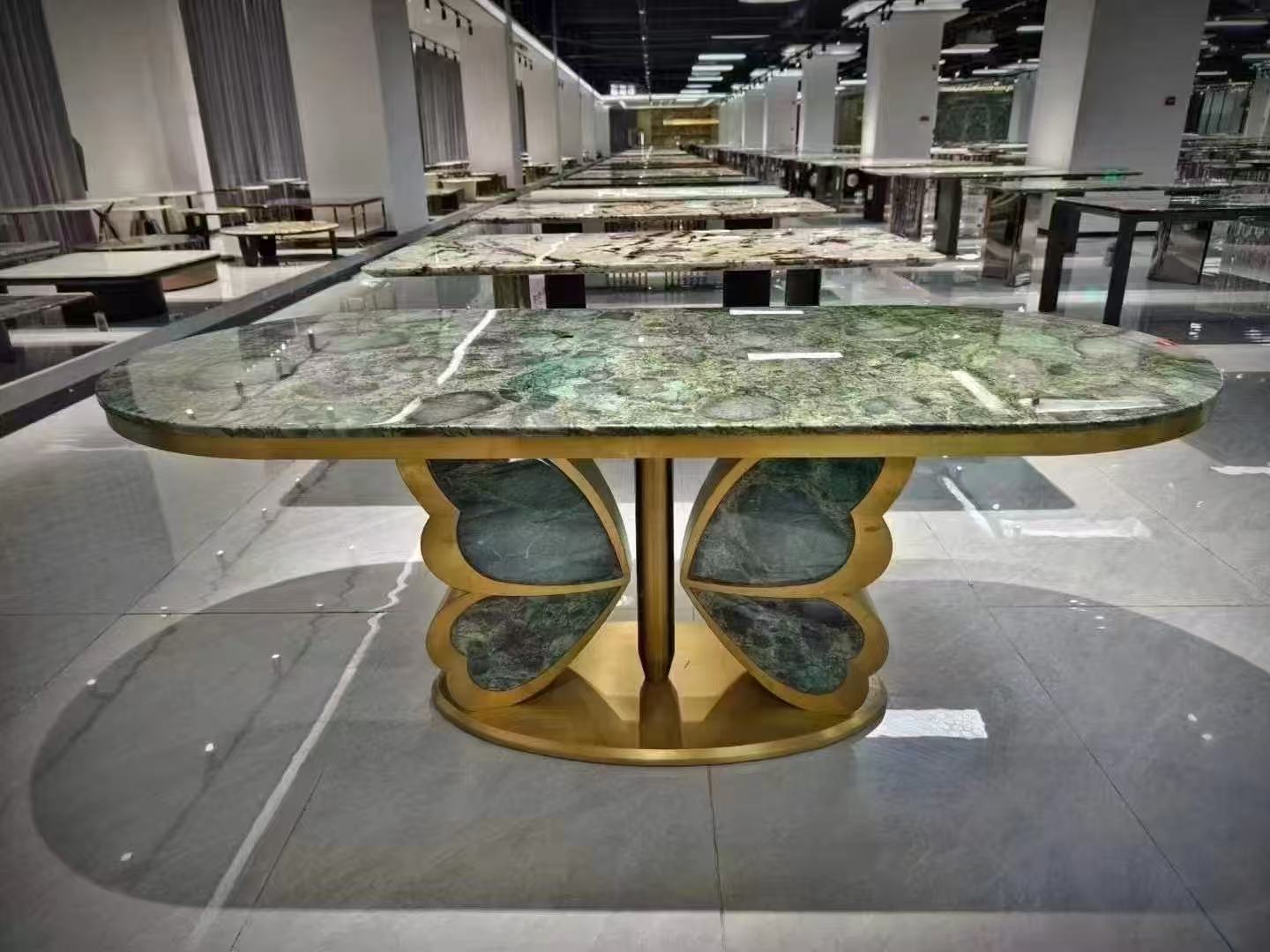 Butterfly oval marble stainless steel