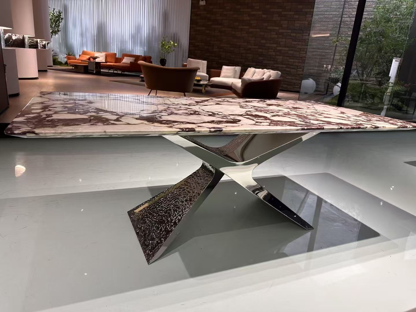 Silver stainless dining table