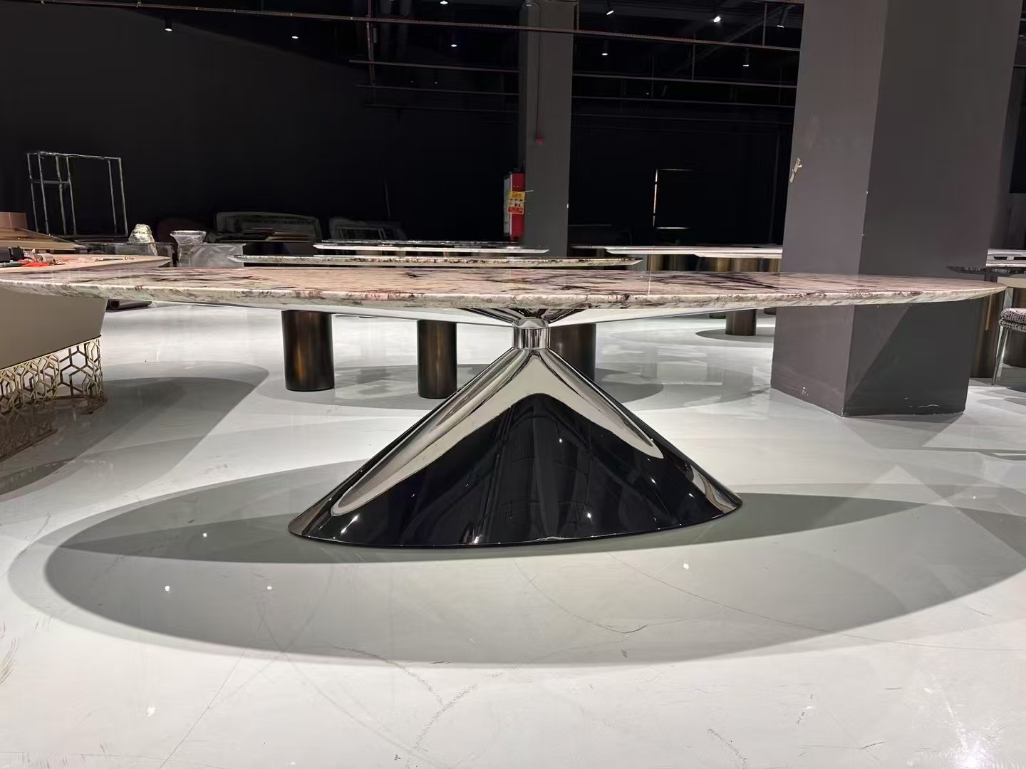 Silver stainless dining table
