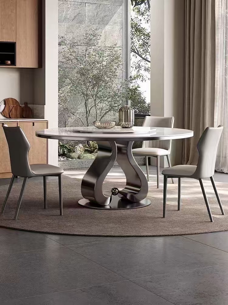 Silver stainless dining table