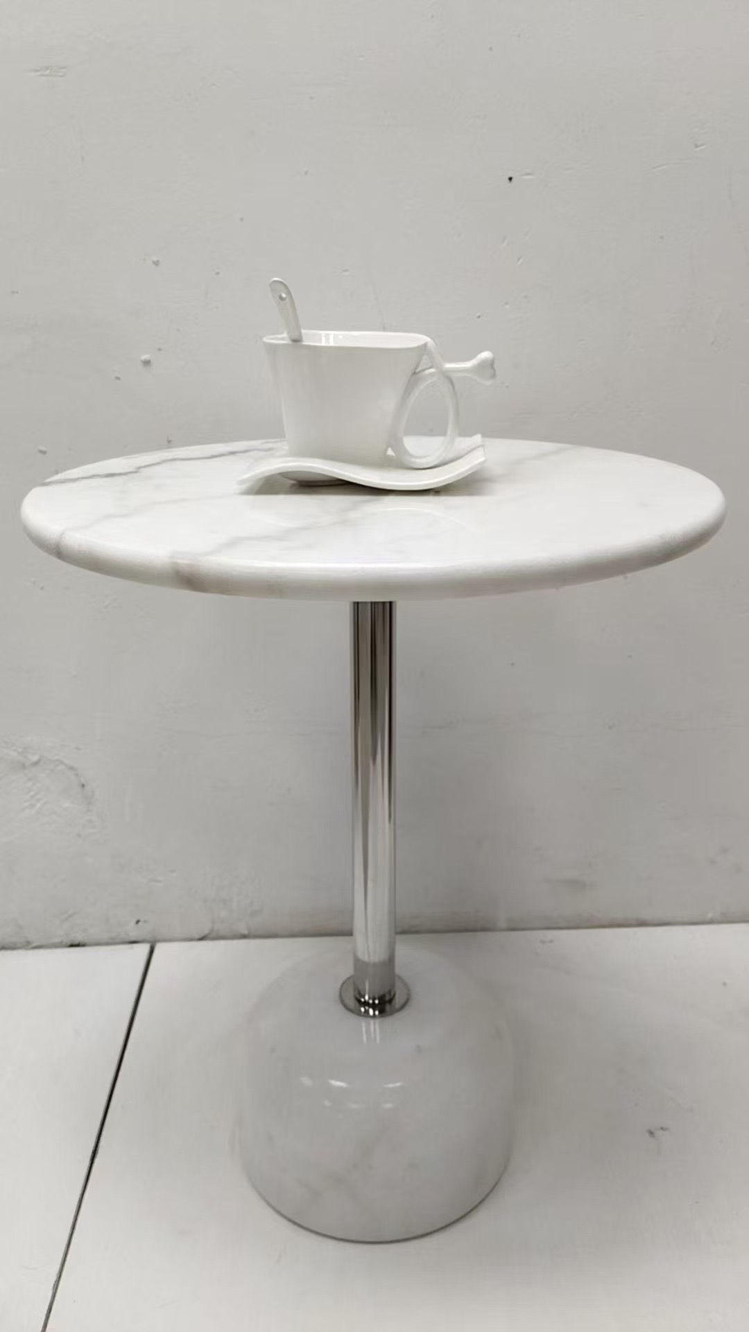 One-piece marble column side table