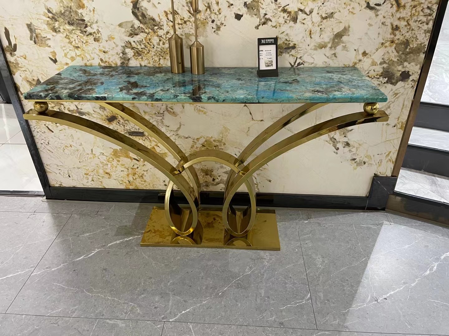 Peacock luxury stone curved porch table