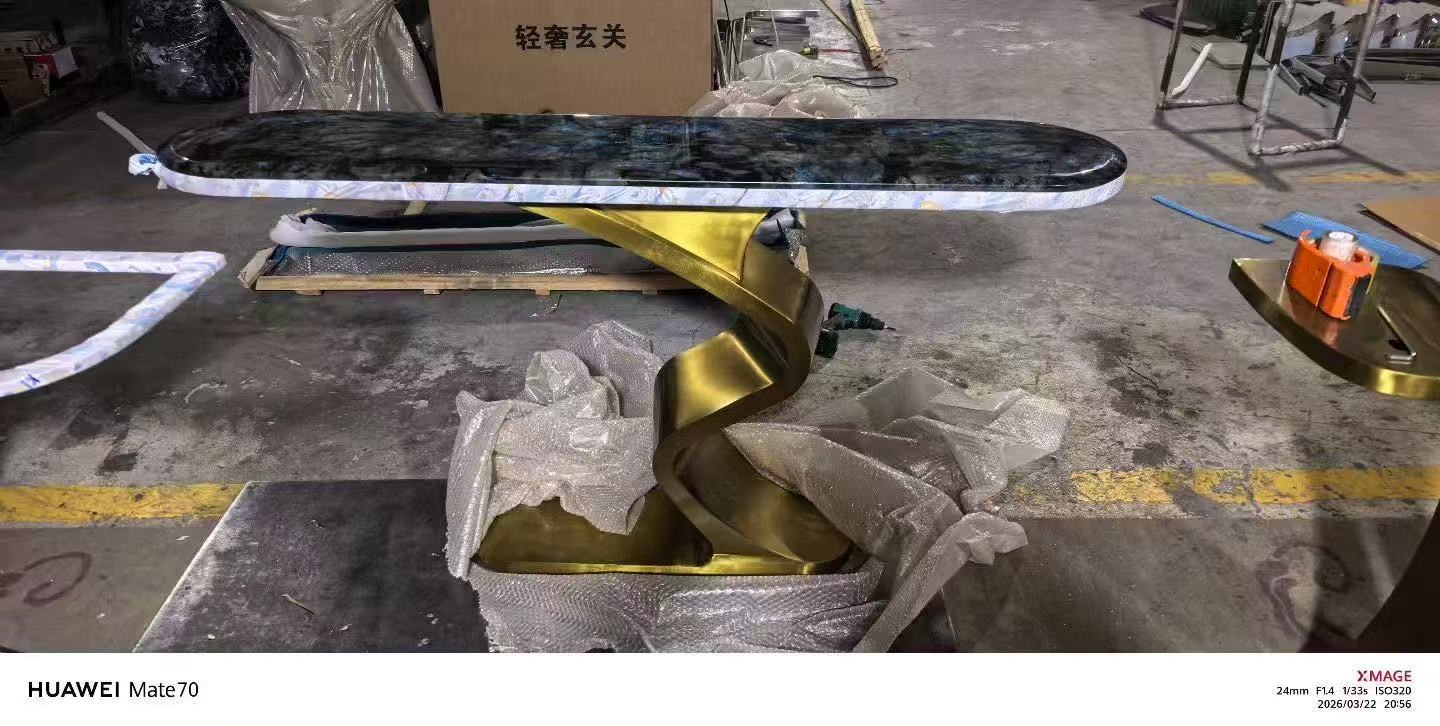 Z-shaped twisted stainless steel porch table