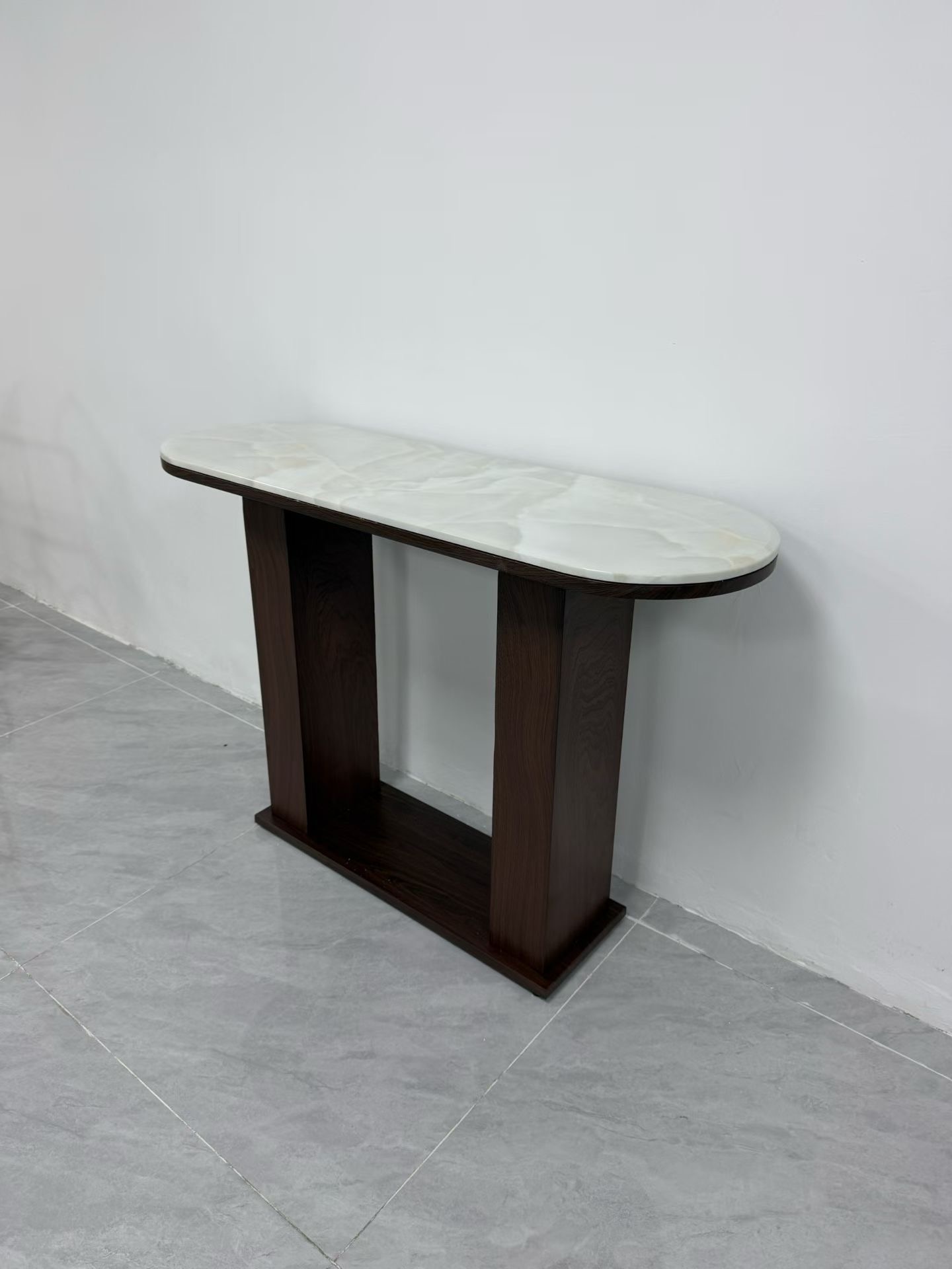 Double column square frame porch table